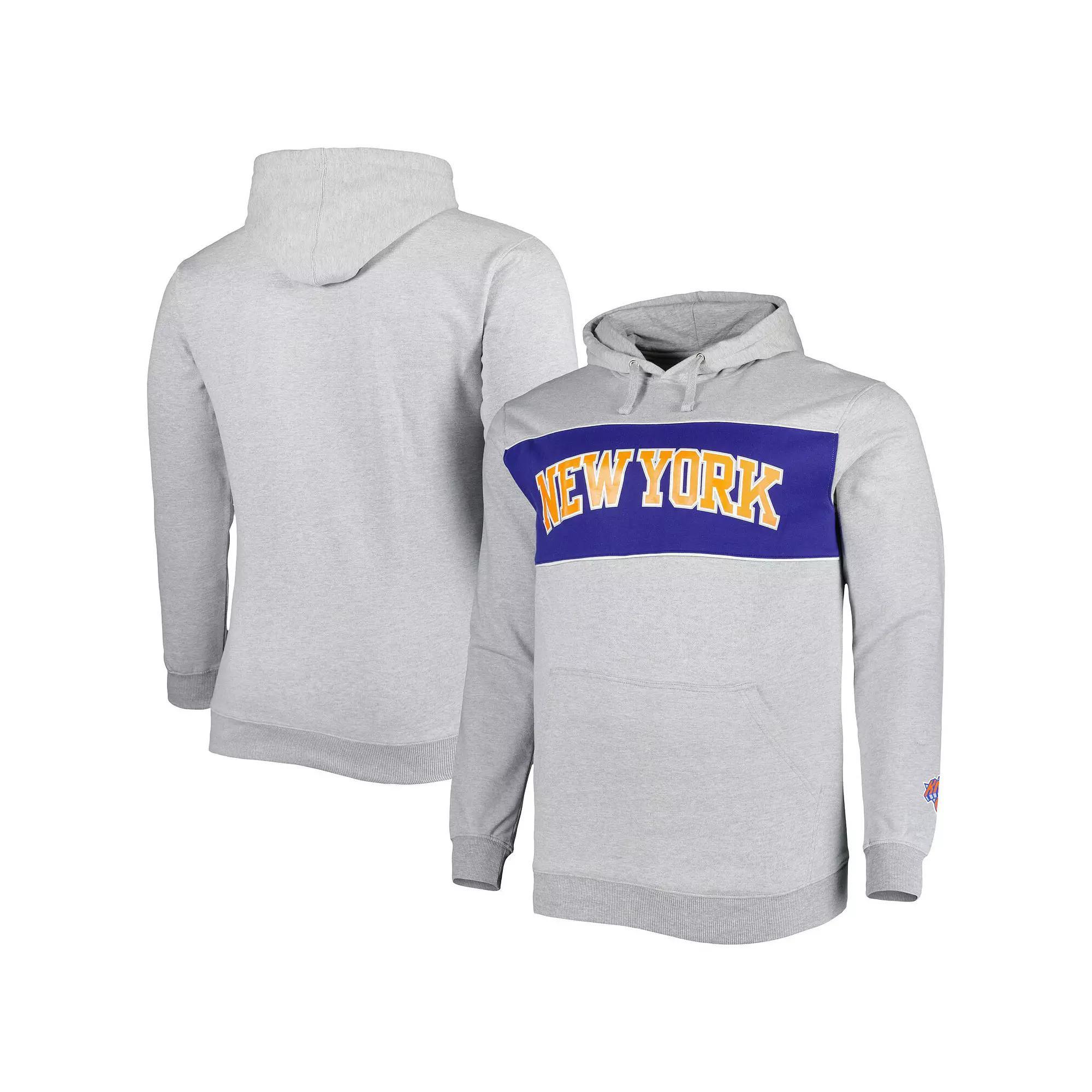 Men's Fanatics Branded Heather Gray New York Knicks Big & Tall Wordmark Pullover Hoodie,  Product Image