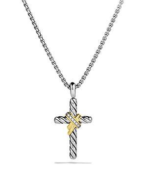 X Cross Necklace with Diamonds and 14K Gold Product Image