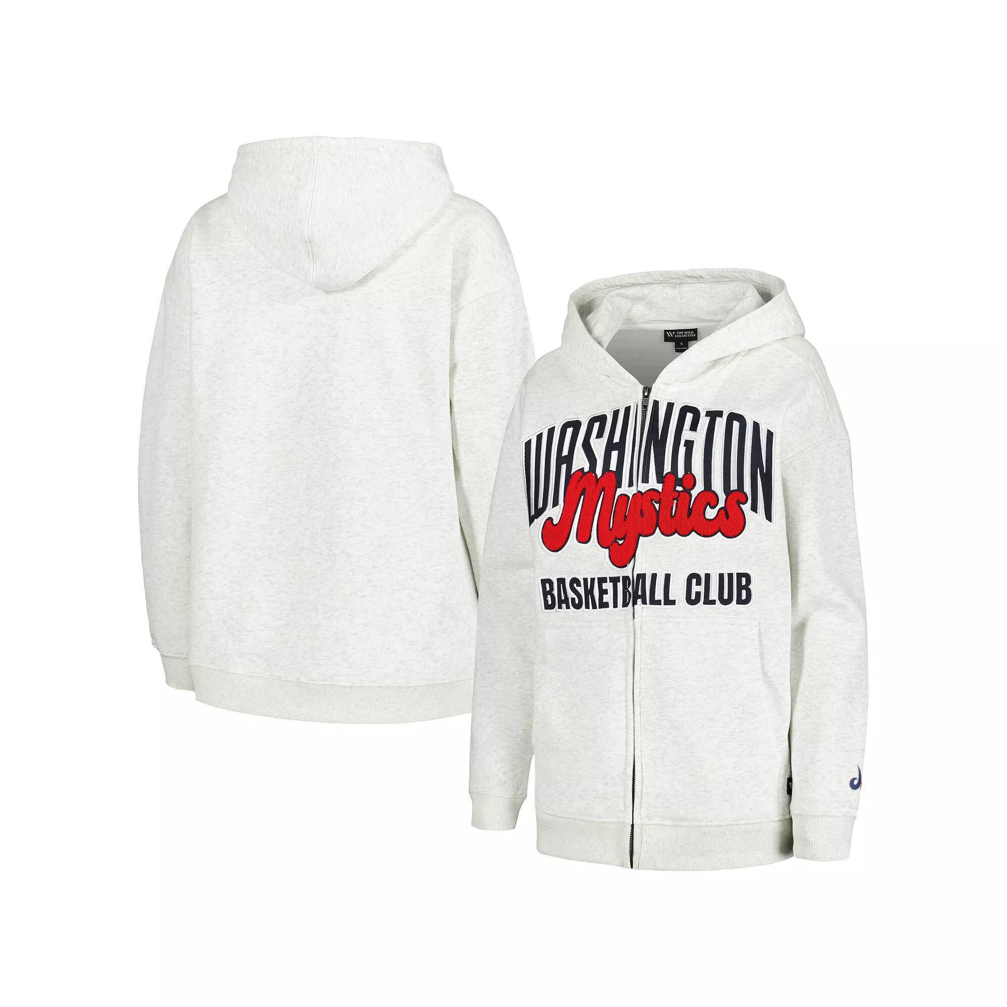 Women's The Wild Collective Heather Gray Washington Mystics Washed Full-Zip Hoodie,  Product Image