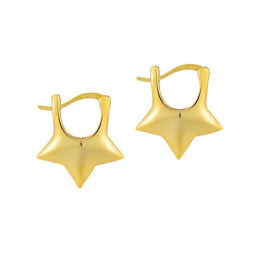 925 Sterling Silver Star Hoop Earring Product Image