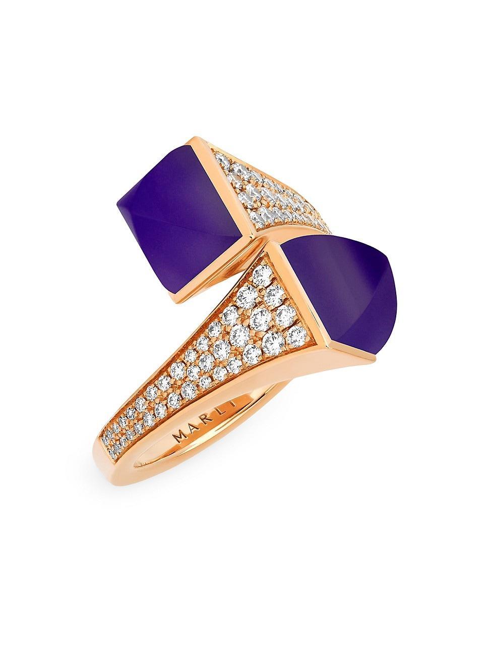 Womens Cleo 18K Rose Gold, Diamond & Lapis Lazuli Ring Product Image