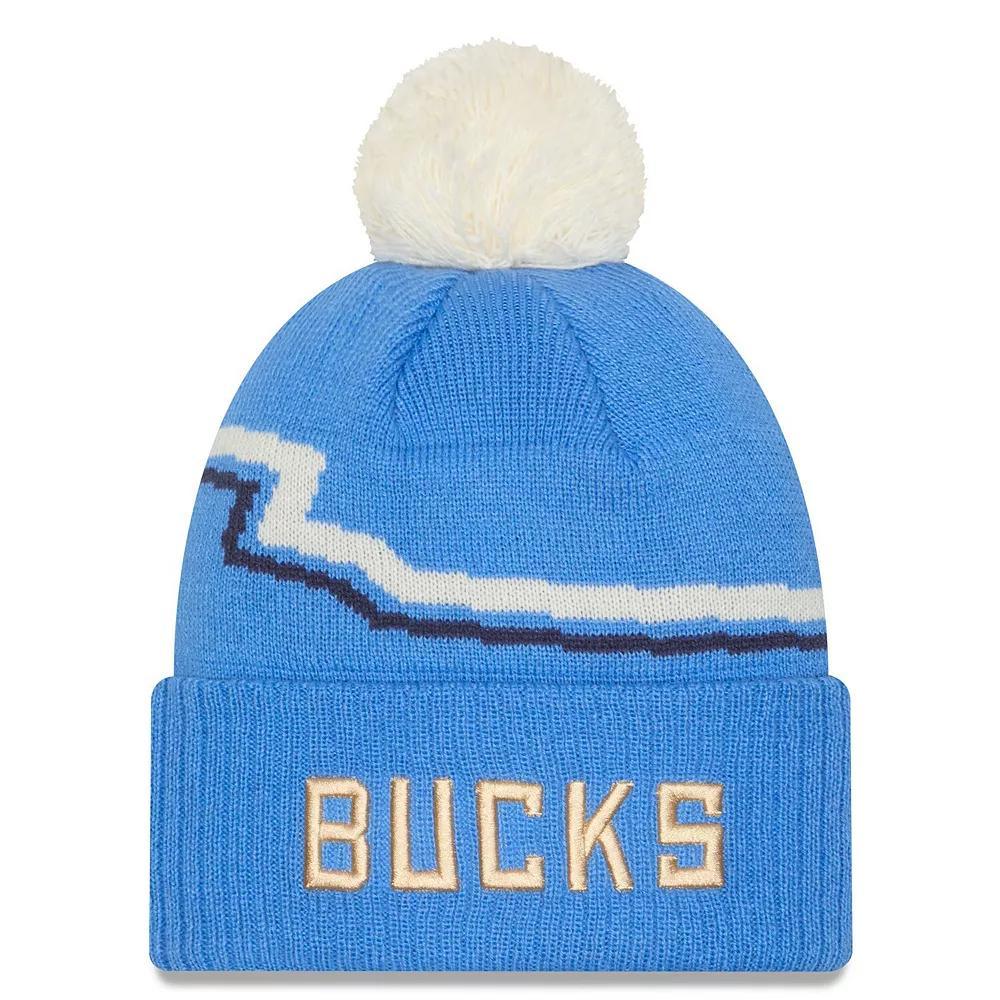 Men's New Era  Blue Milwaukee Bucks 2024/25 City Edition Cuffed Knit Hat with Pom Product Image