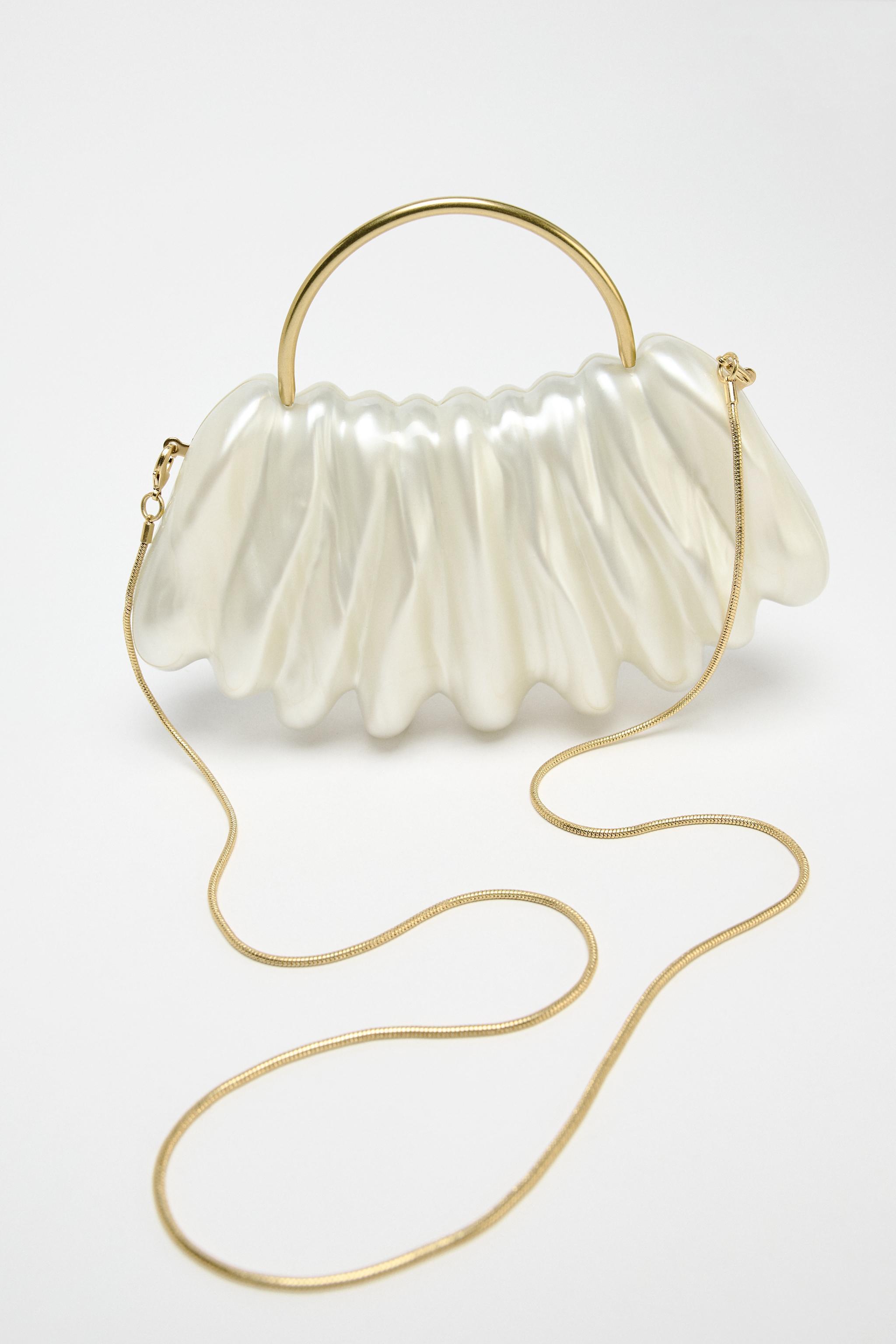 ASYMMETRIC PEARL EFFECT CLUTCH BAG Product Image