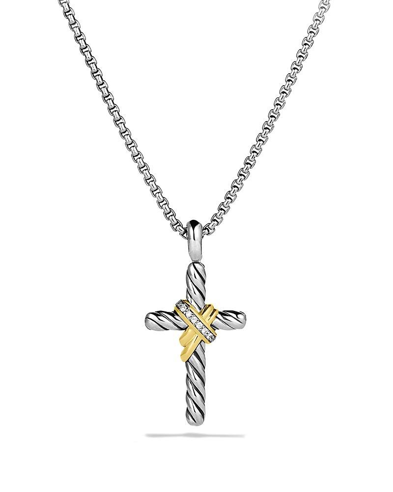 X Cross Necklace with Diamonds and 14K Gold Product Image