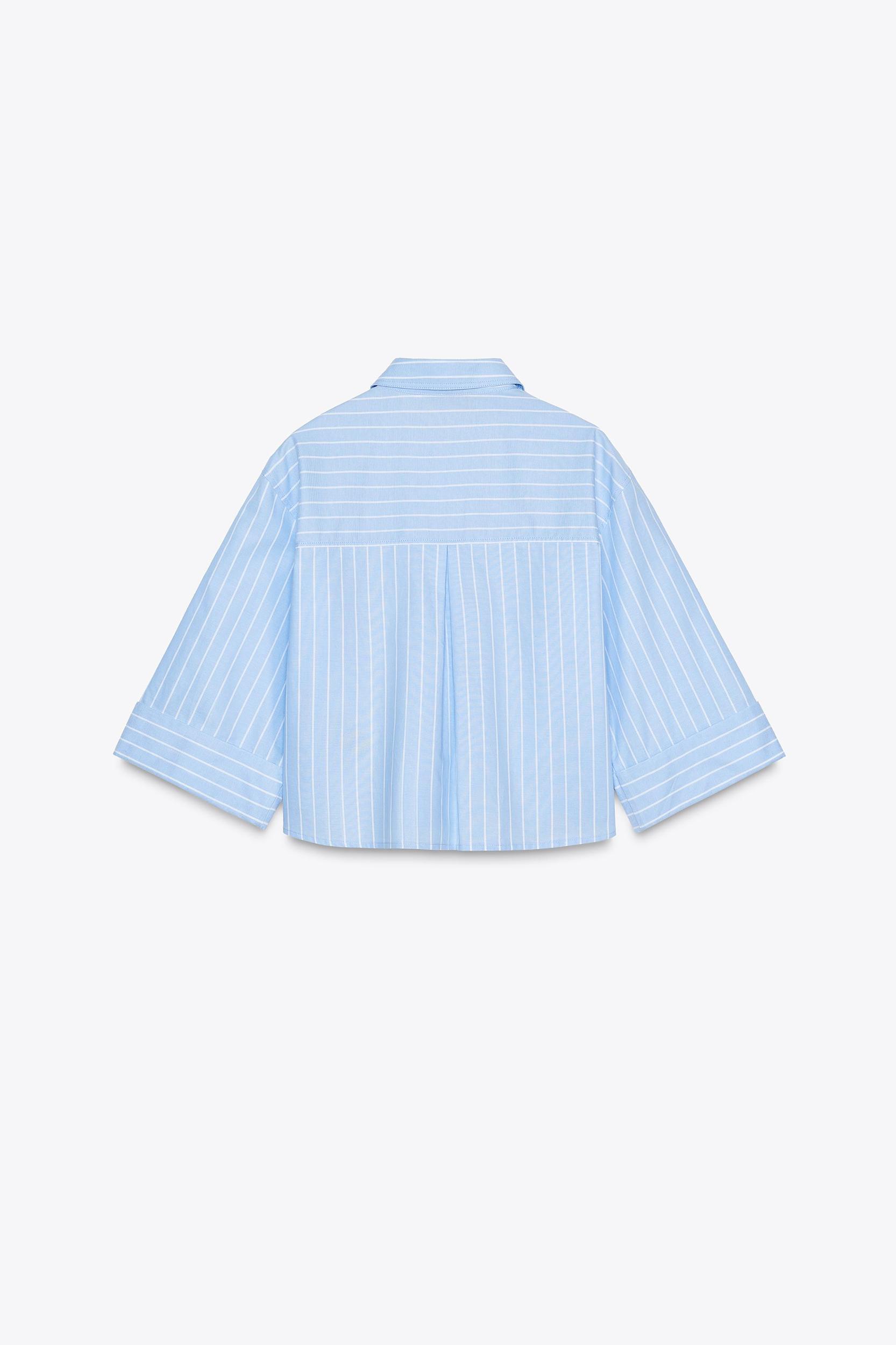 CROPPED WIDE SLEEVE OXFORD SHIRT Product Image