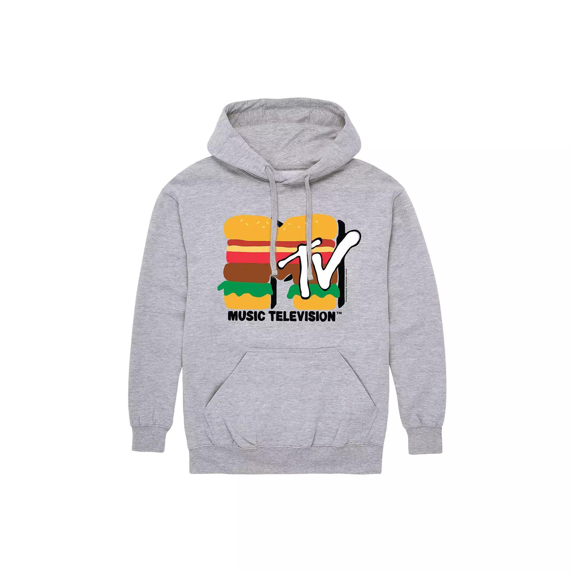 Men's MTV Classic Logo Burger hoodie, Size: XXL, Athletic Grey Product Image