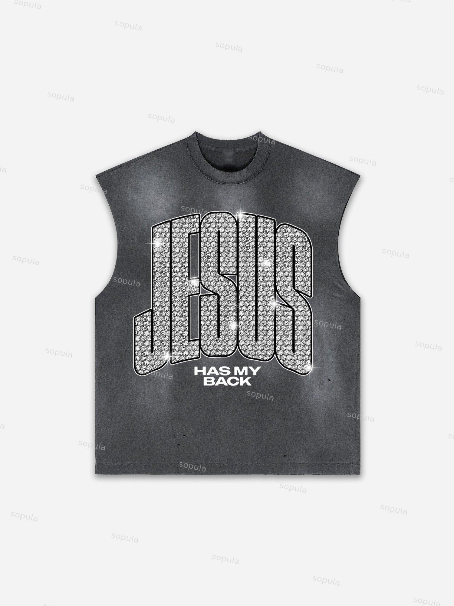 Sopula Men's Lips Graphic Print Distressed Tank Tops Sleeveless Shirts Product Image