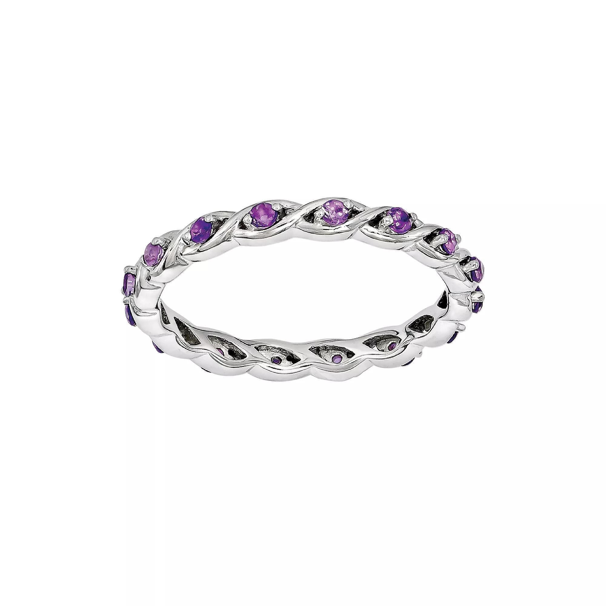 Stacks & Stones Sterling Silver Lab-Created Ruby Stack Ring, Women's,  Product Image