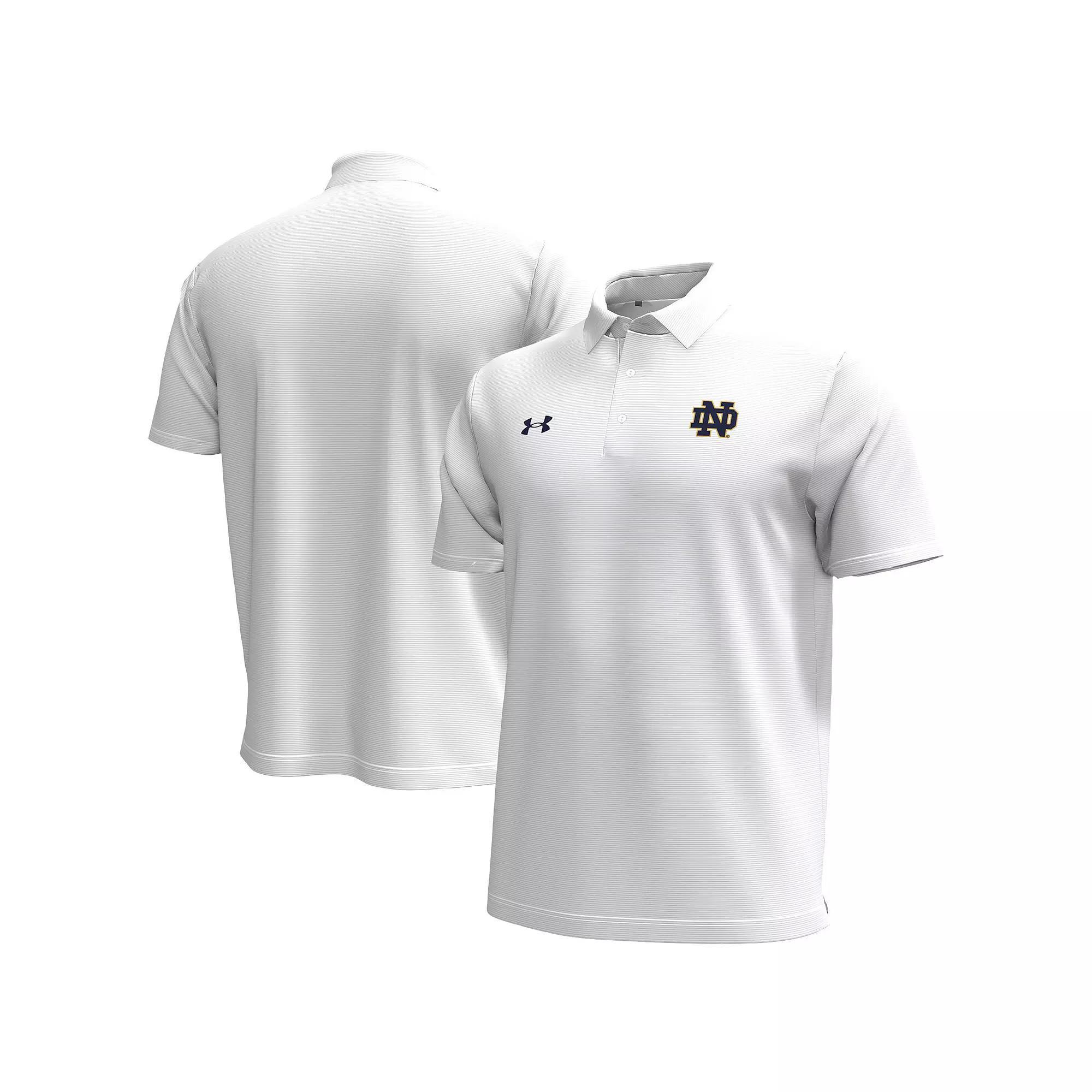 Men's Under Armour White Notre Dame Fighting Irish Playoff Chest Stripe Performance Polo,  Product Image