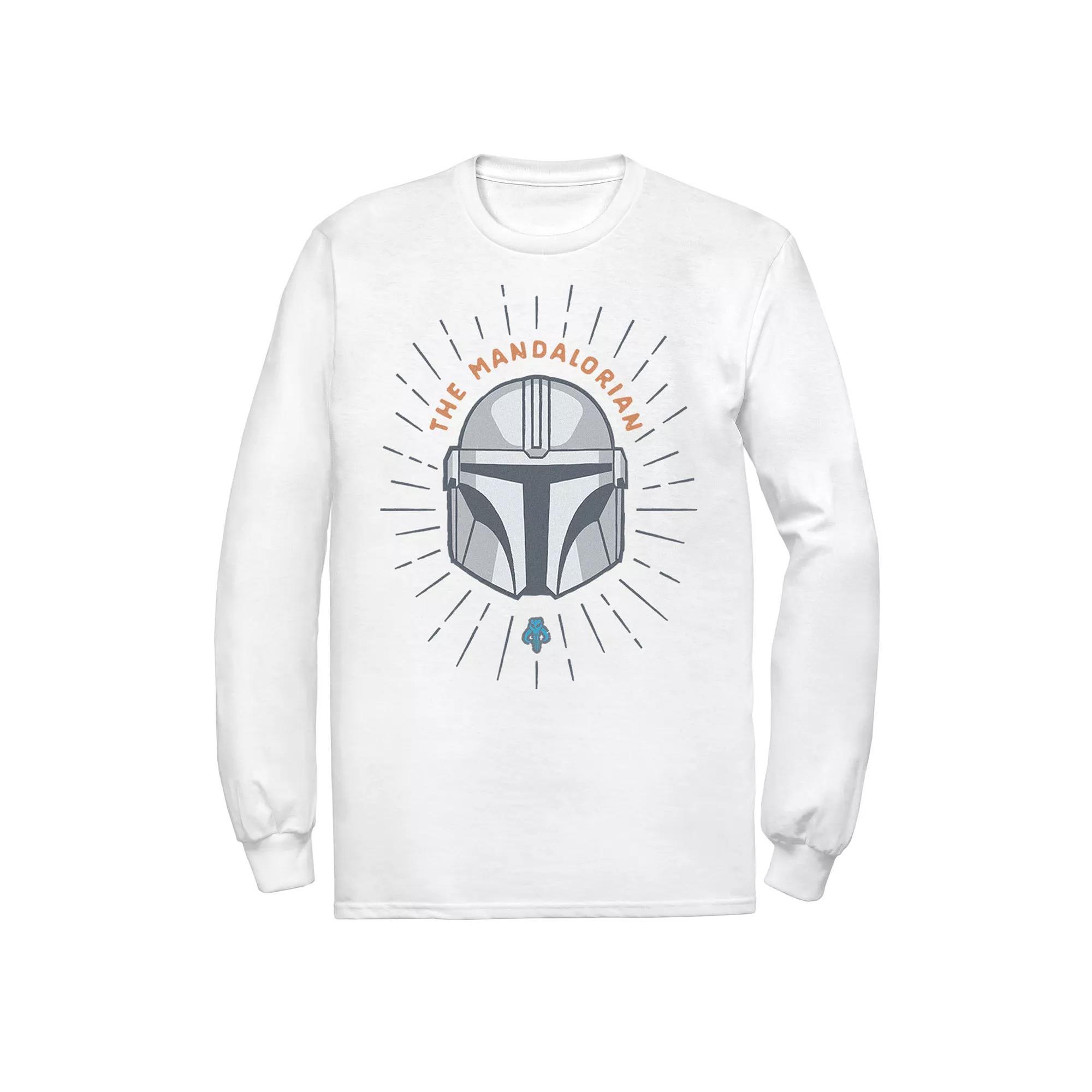 Men's Star Wars The Mandalorian Helmet Cartoon Tee, Size: Large, White Product Image