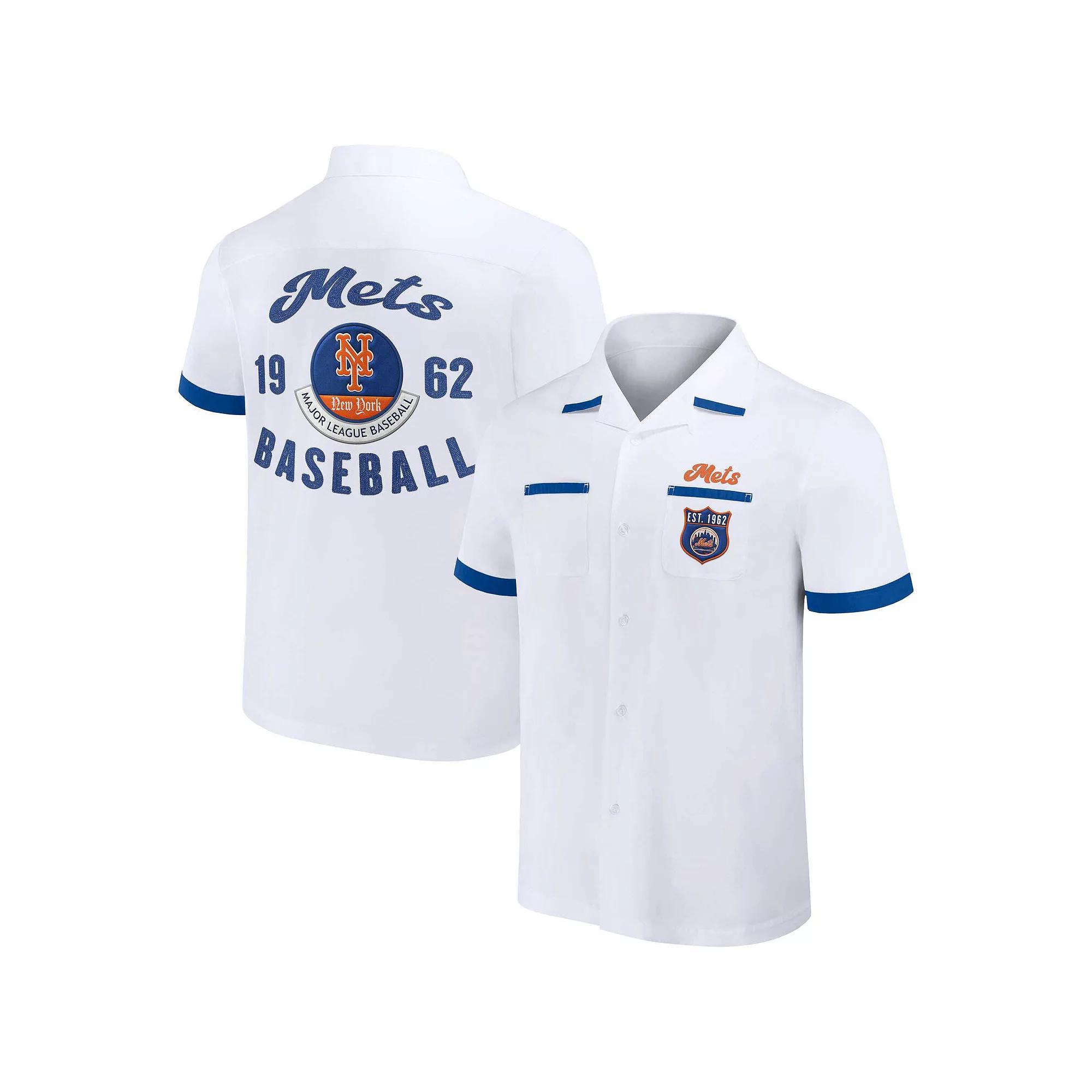 Men's Darius Rucker Collection by Fanatics  White New York Mets Bowling Button-Up Shirt, Size: Small Product Image