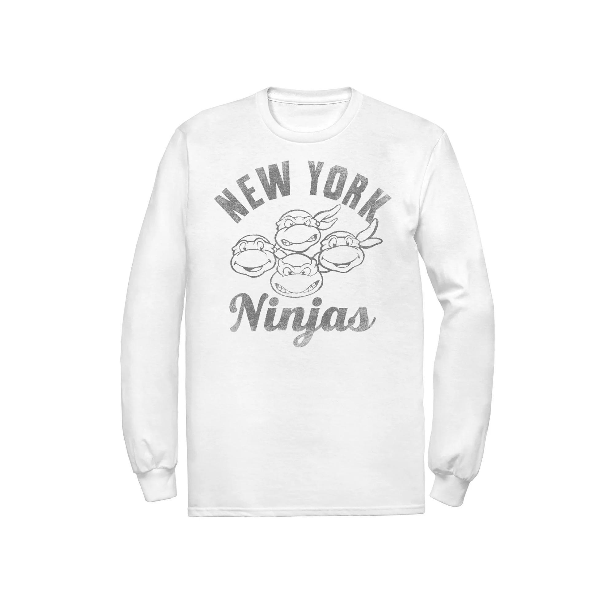 Men's Ninja Turtles New York Ninjas Vintage Long Sleeve Tee, Size: XXL, White Product Image