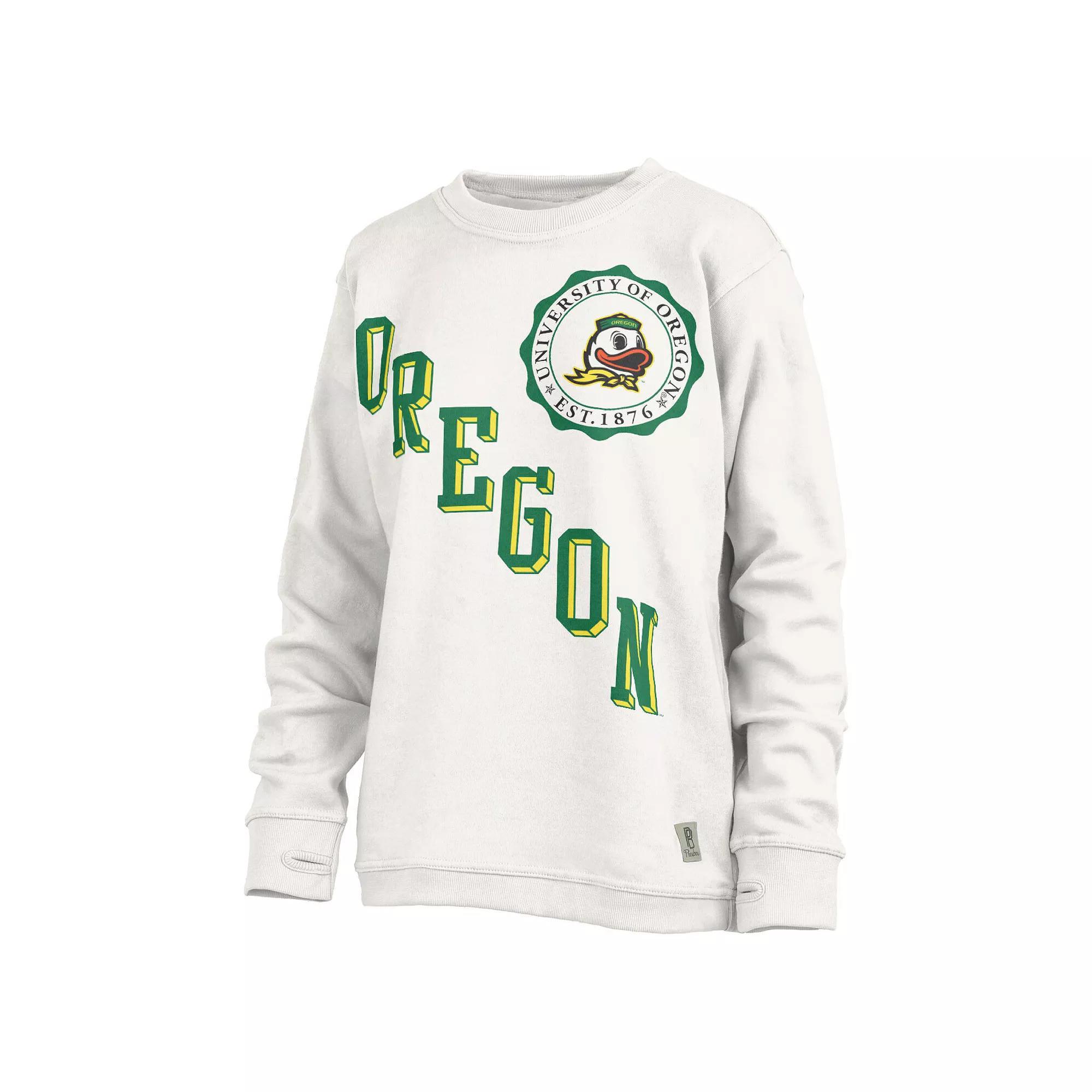 Women's Pressbox White Oregon Ducks Shoreline Sundown Pullover Sweatshirt,  Product Image