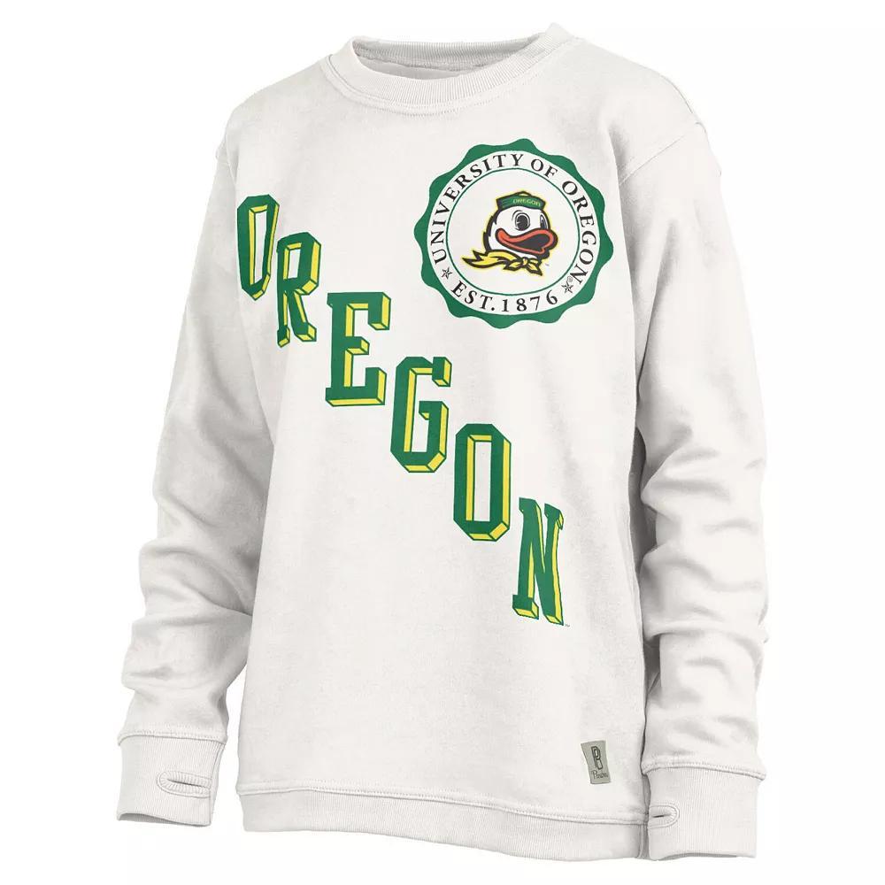Women's Pressbox White Oregon Ducks Shoreline Sundown Pullover Sweatshirt,  Product Image