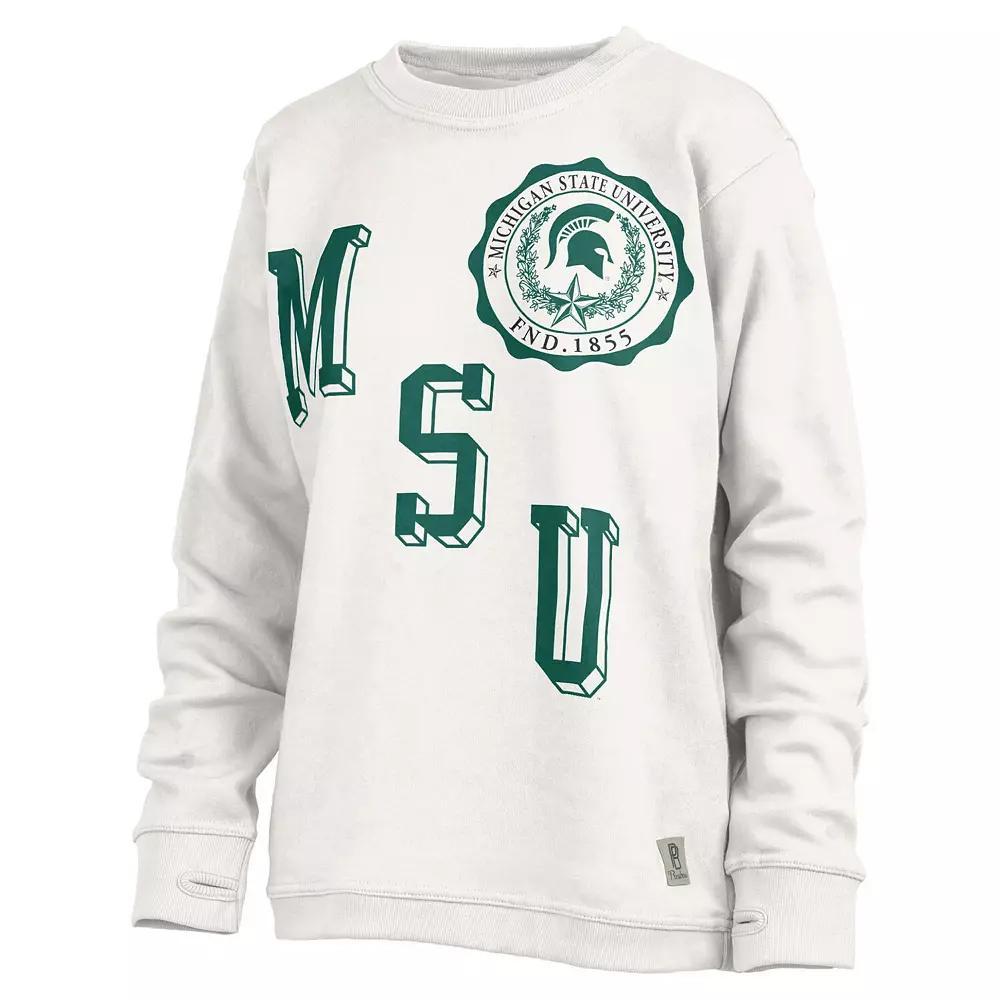 Women's Pressbox White Michigan State Spartans Shoreline Sundown Pullover Sweatshirt,  Product Image