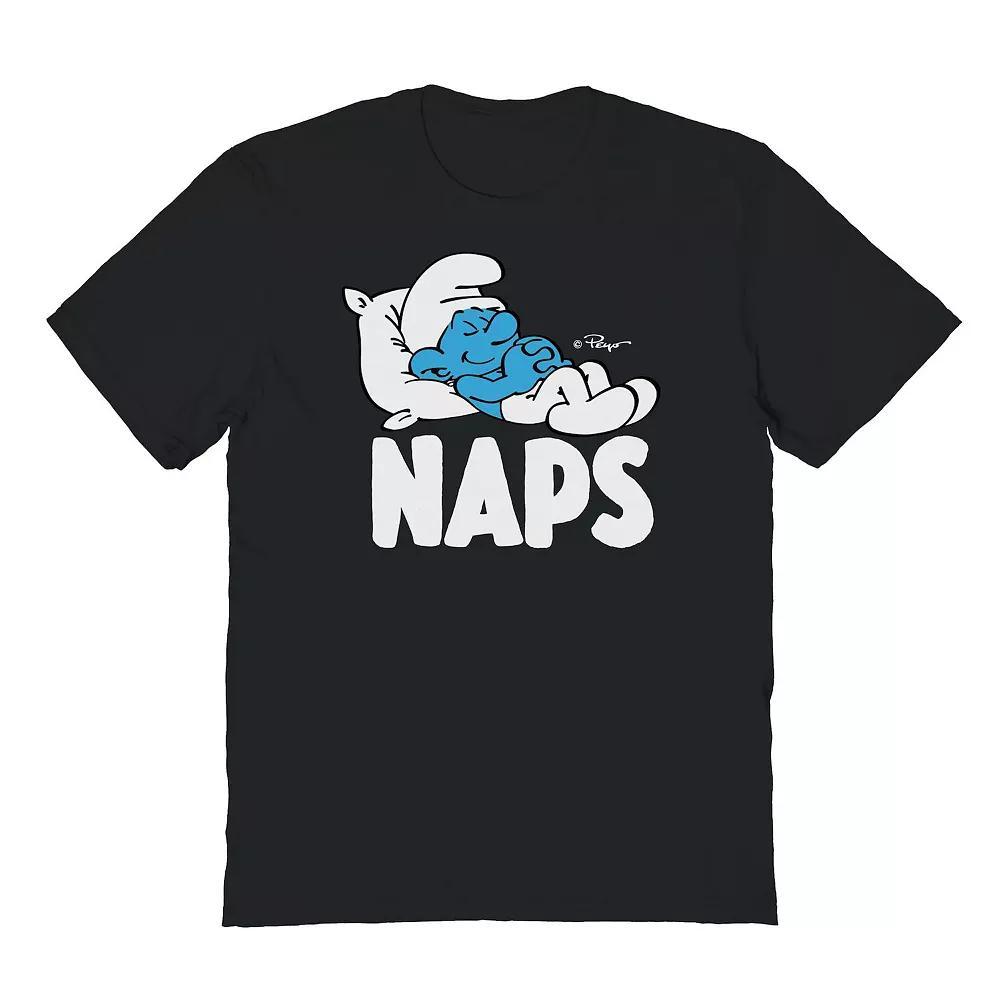 Men's Smurfs Naps 2 Graphic Tee, Size: Large, Black Product Image