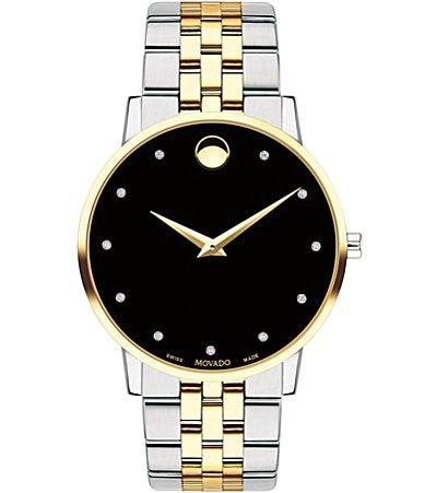 MovadoMuseum Classic Black Dial Link Two Tone Bracelet Watch - Two Product Image