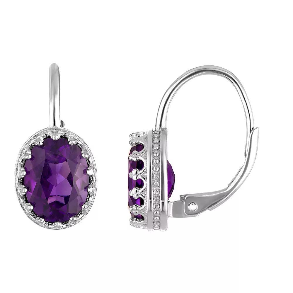 Designs by Gioelli Sterling Silver Gemstone Leverback Earrings, Women's, Cr White Product Image