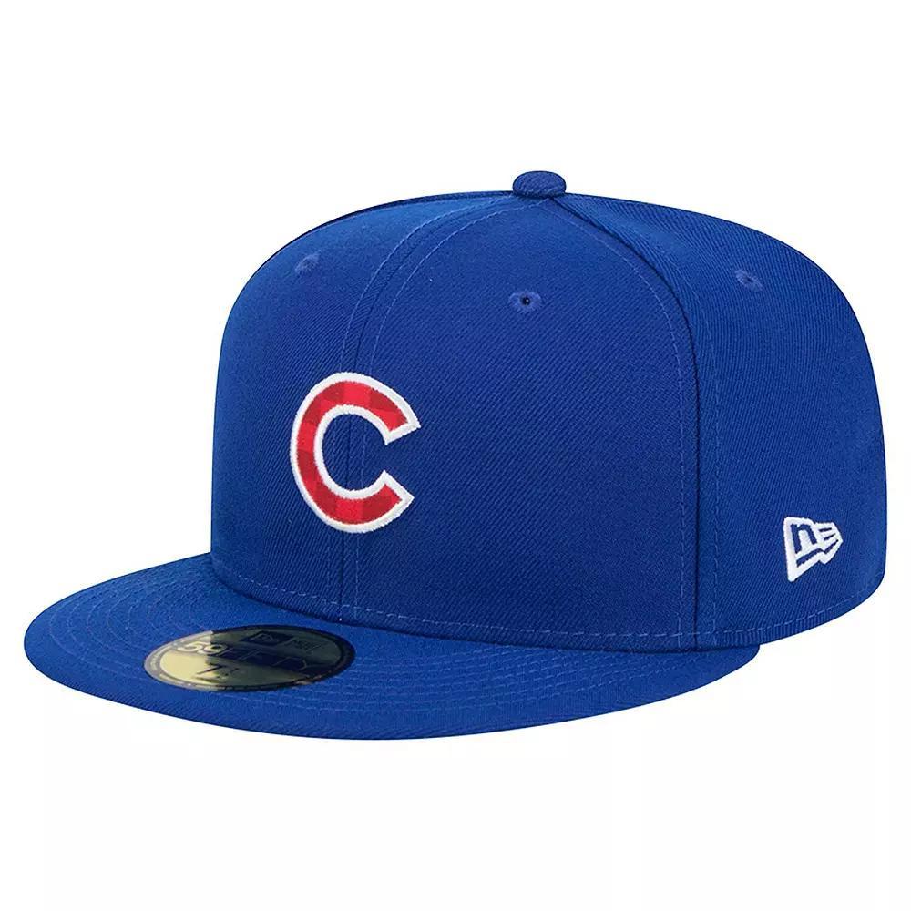 Men's New Era Royal Chicago Cubs Checkered Undervisor 59FIFTY Fitted Hat,  Product Image