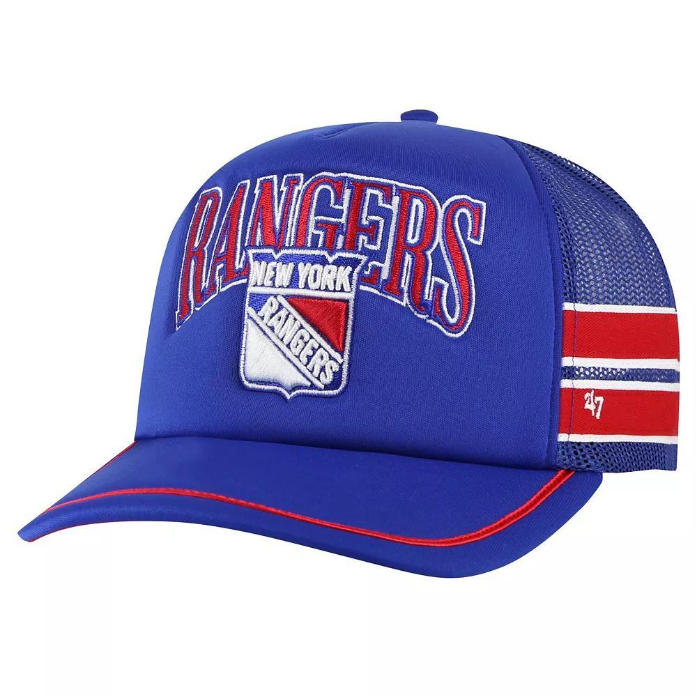 Men's '47 Blue New York Rangers Sideband Stripes Trucker Snapback Hat, Ran Blue Product Image