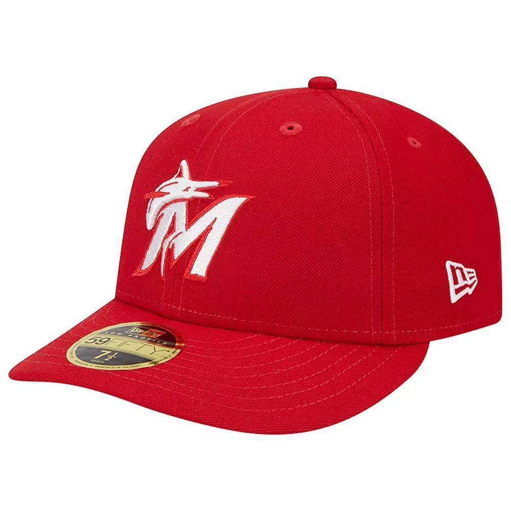 Men's New Era Scarlet Miami Marlins Low Profile 59FIFTY Fitted Hat,  Product Image