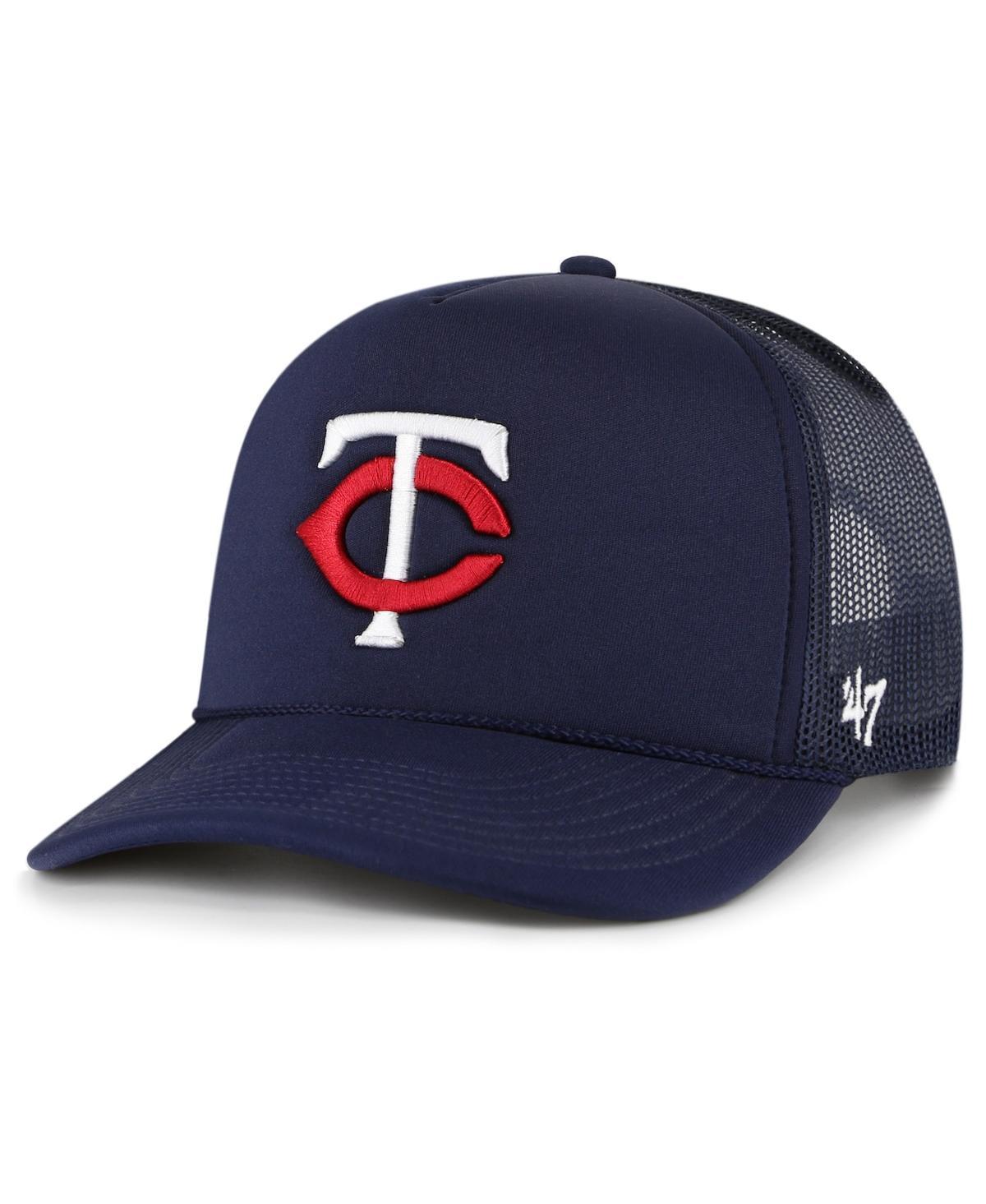 Mens 47 Minnesota Twins Foam Logo Trucker Snapback Hat, Blue Product Image