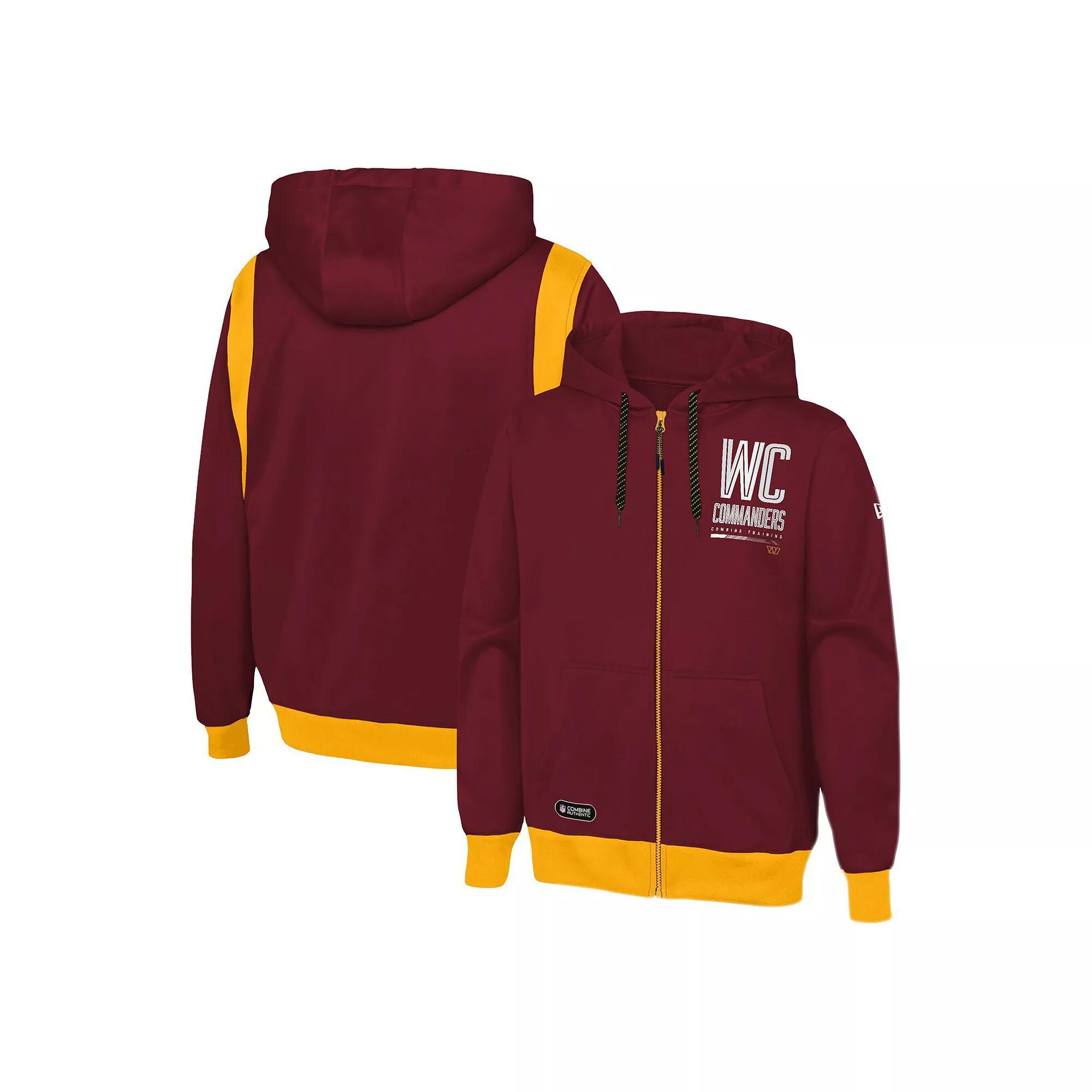 Men's New Era Burgundy Washington Commanders Combine Authentic Drop Back Full-Zip Hoodie, Size: Small, Wft Med Re Product Image