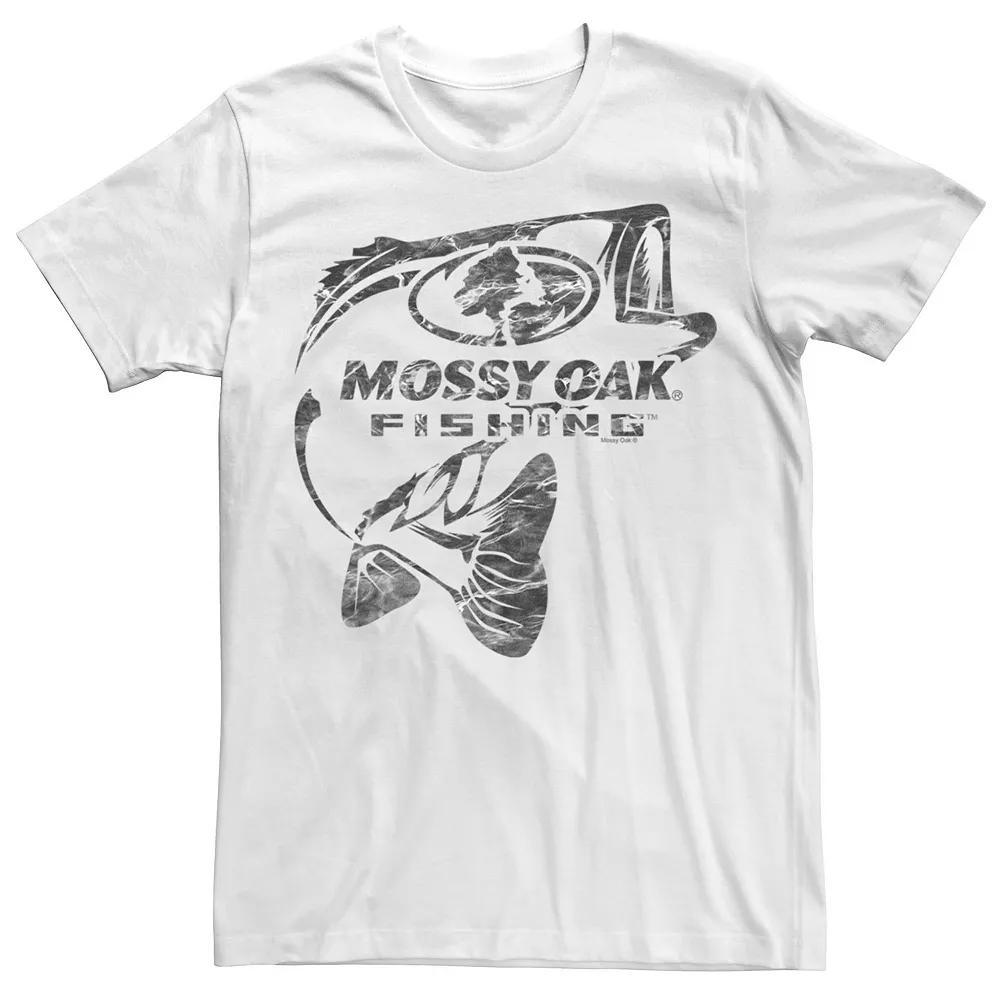 Men's Mossy Oak Fishing Bass Gray Water Surface Logo Graphic Tee,  Product Image