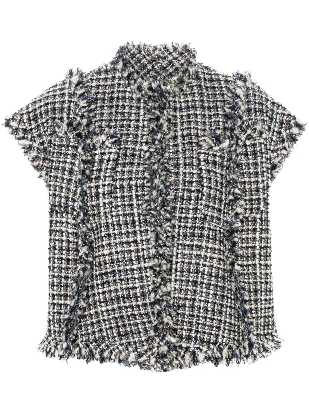 SACAI Sleeveless Tweed Vest In Off White×blue Product Image