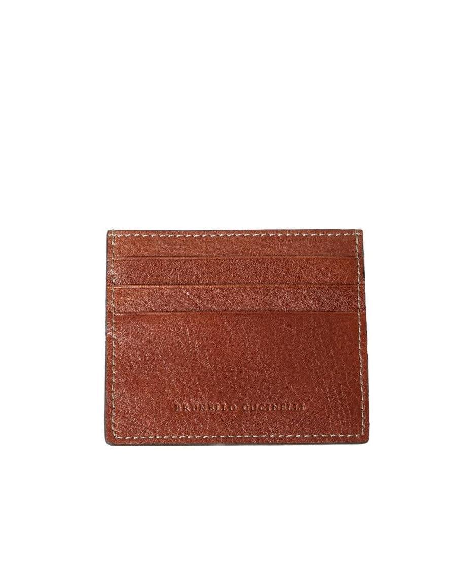 BRUNELLO CUCINELLI Embossed Logo Cardholder In Brown Product Image