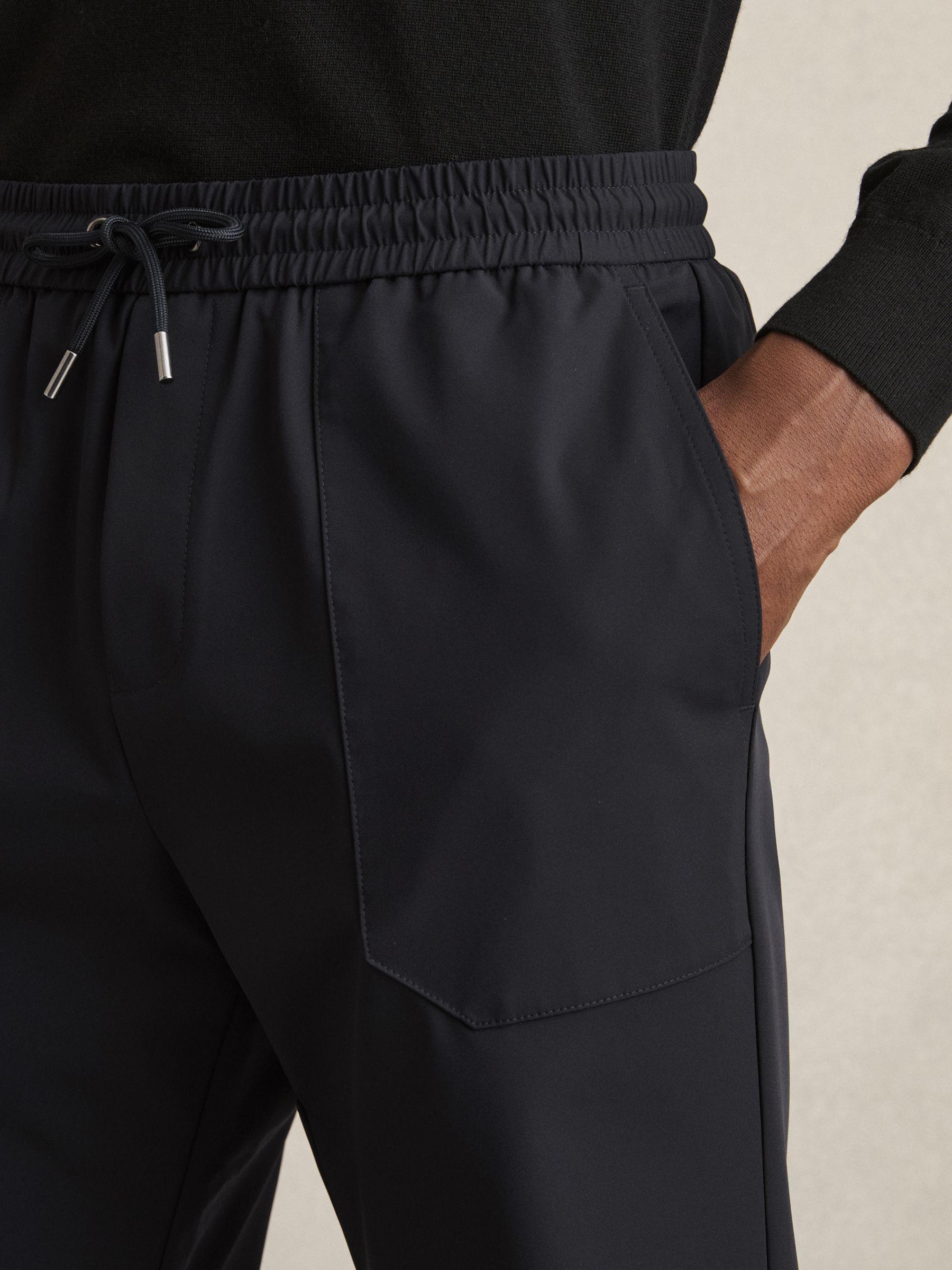Drawstring Technical Cuffed Trousers in Navy Product Image