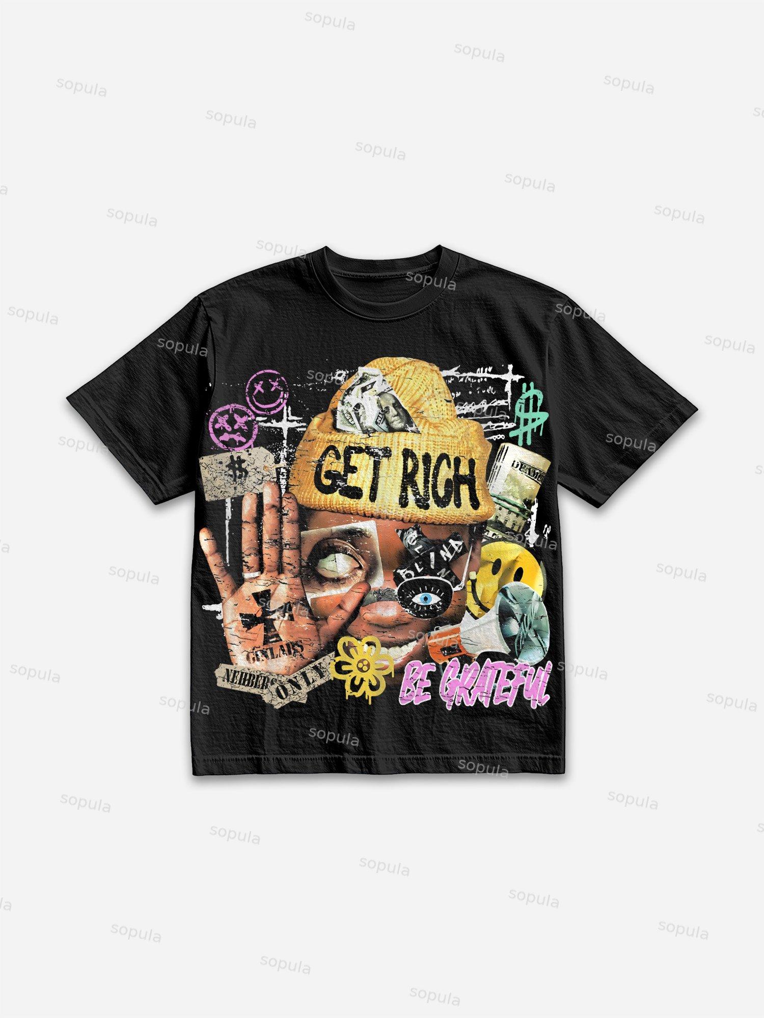 Sopula Vingate Get Rich Abstract Portrait Graphics Cotton T-Shirt Product Image