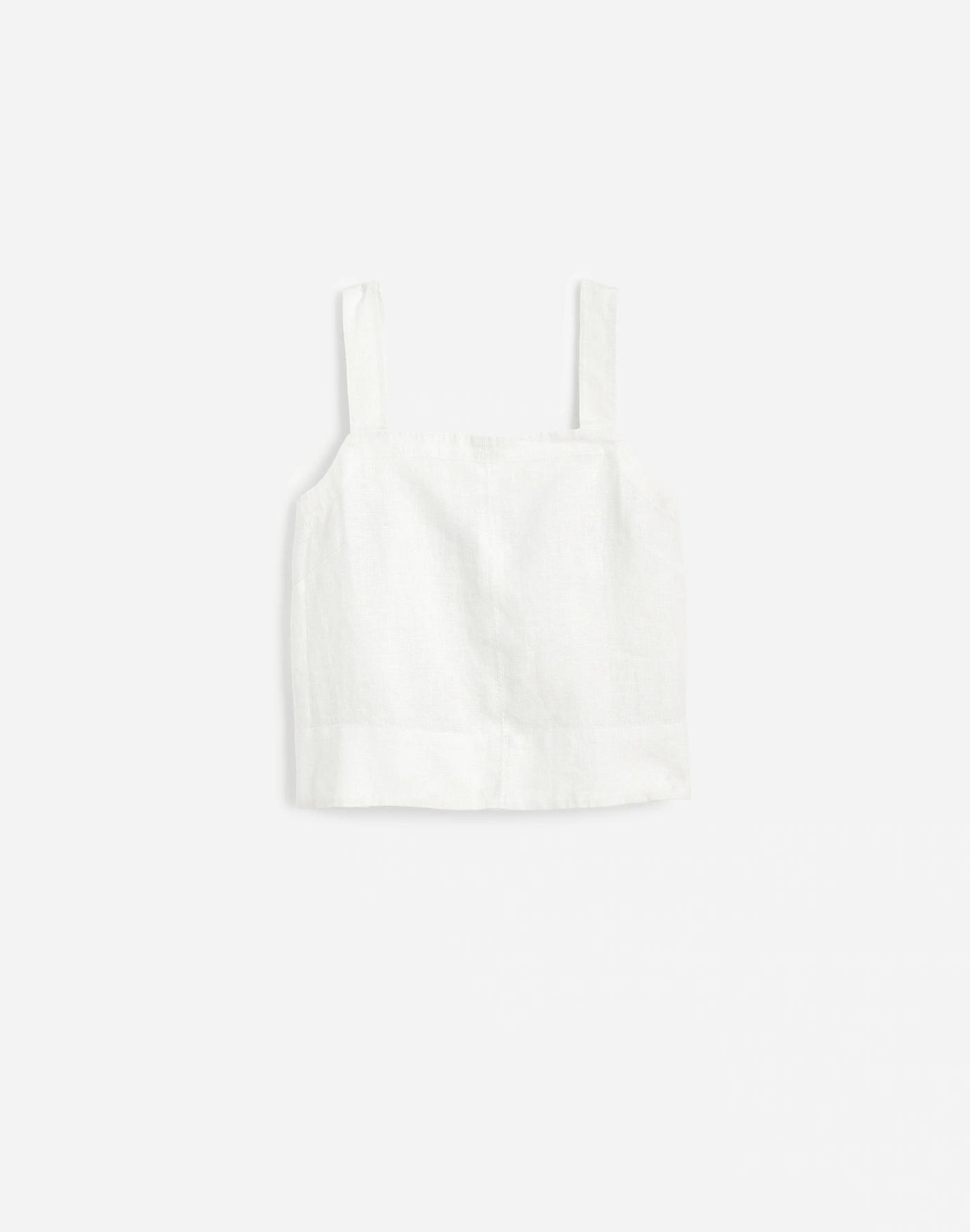 Contrast-Stitch Squareneck Top in 100% Linen Product Image