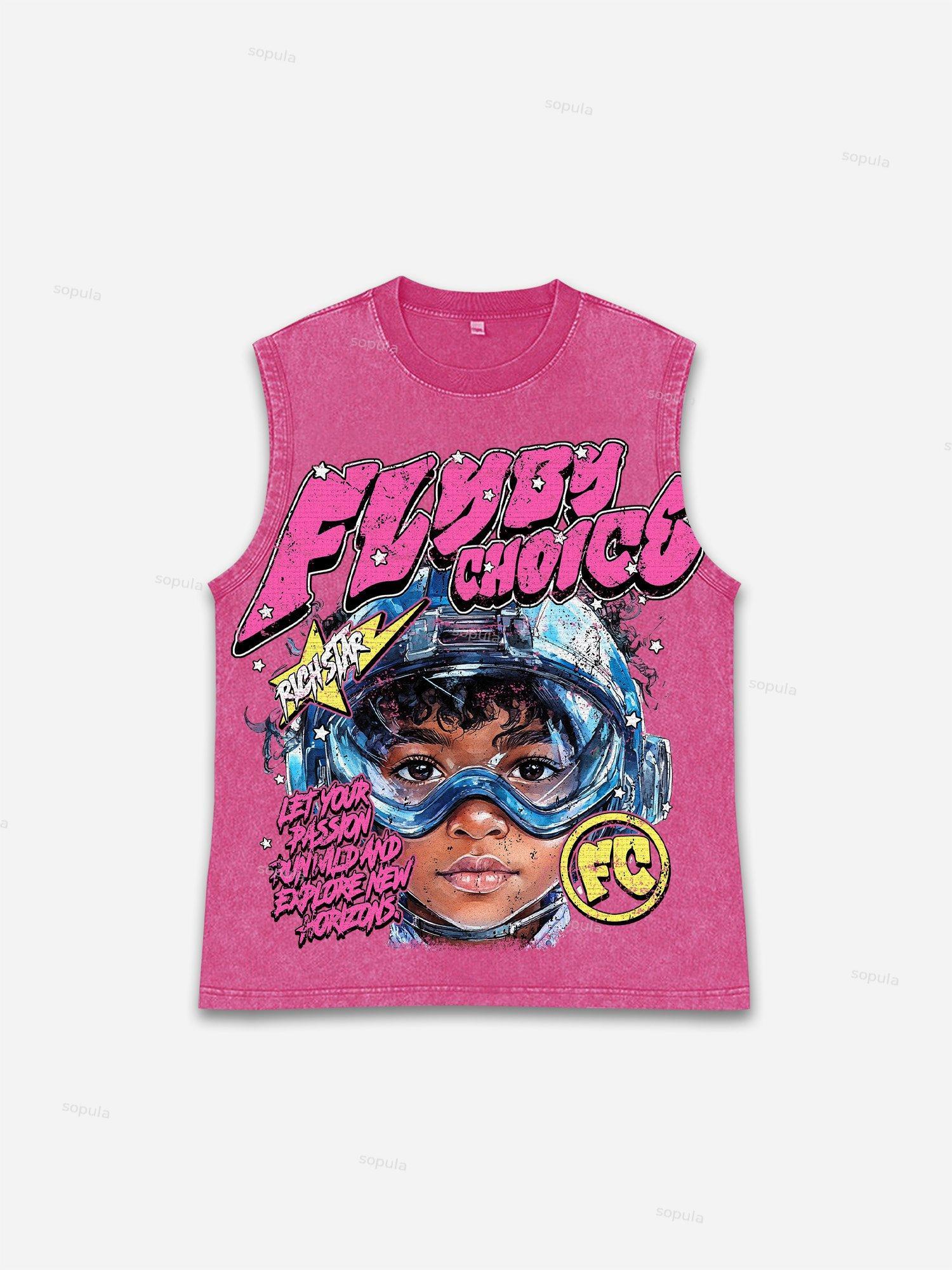 Fly By Choice Graphic Print Washed Tank Top Product Image