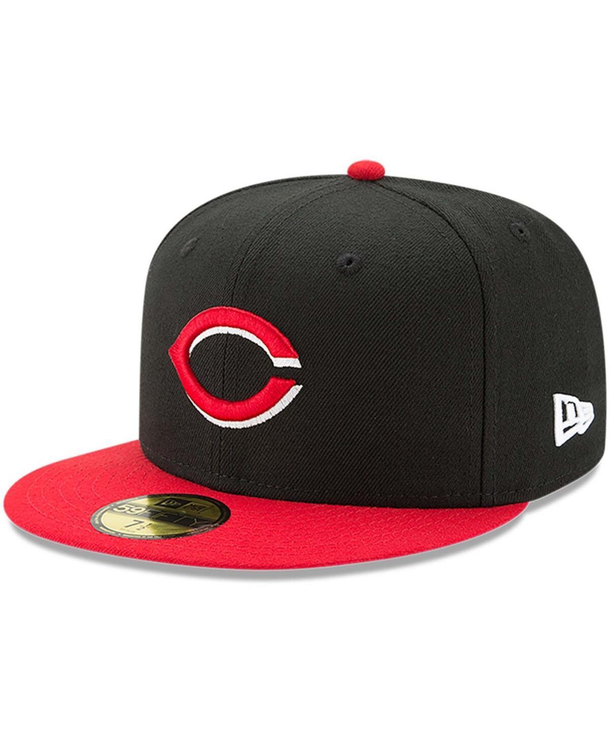 Men's New Era Black/Red Cincinnati Reds Road Authentic Collection On-Field 59FIFTY Fitted Hat, Size: 7 5/8, Red Black Product Image