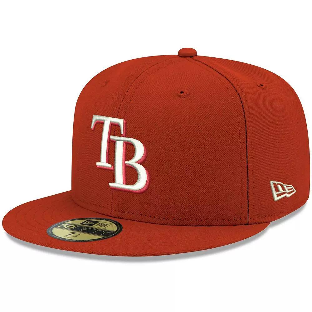 Men's New Era Red Tampa Bay Rays White Logo 59FIFTY Fitted Hat,  Product Image