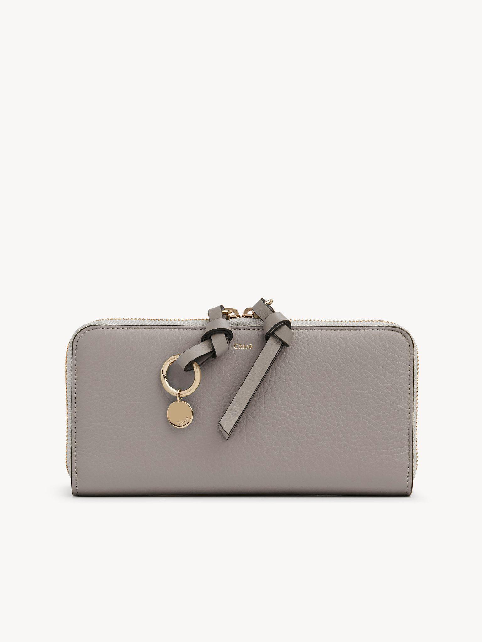 Alphabet zipped long wallet in grained leather Product Image