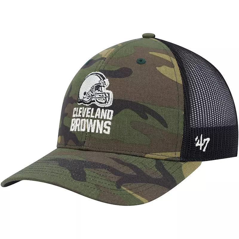 Men's '47 Camo/Black Cleveland Browns Trucker Adjustable Hat, Green Product Image