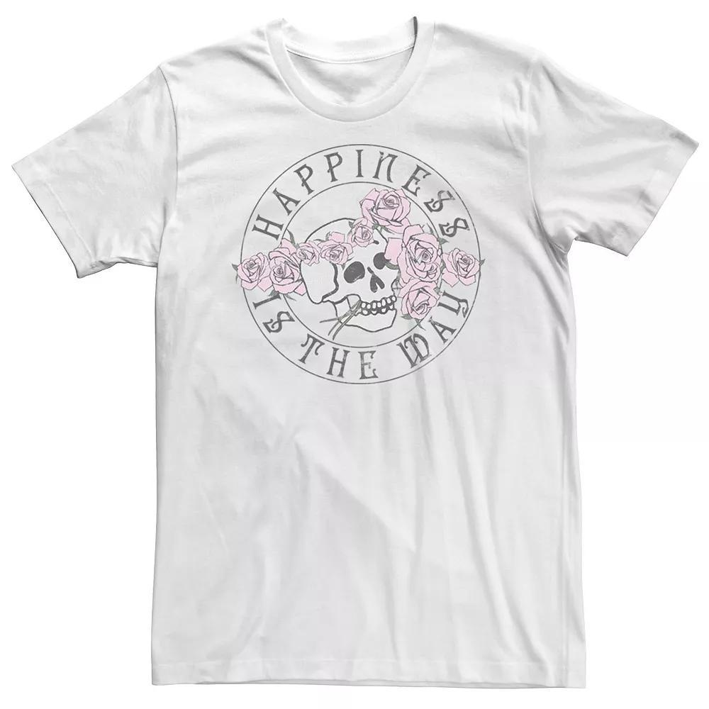 Big & Tall Trendy "Happiness Is The Way" Skull Tee, Men's,  Product Image