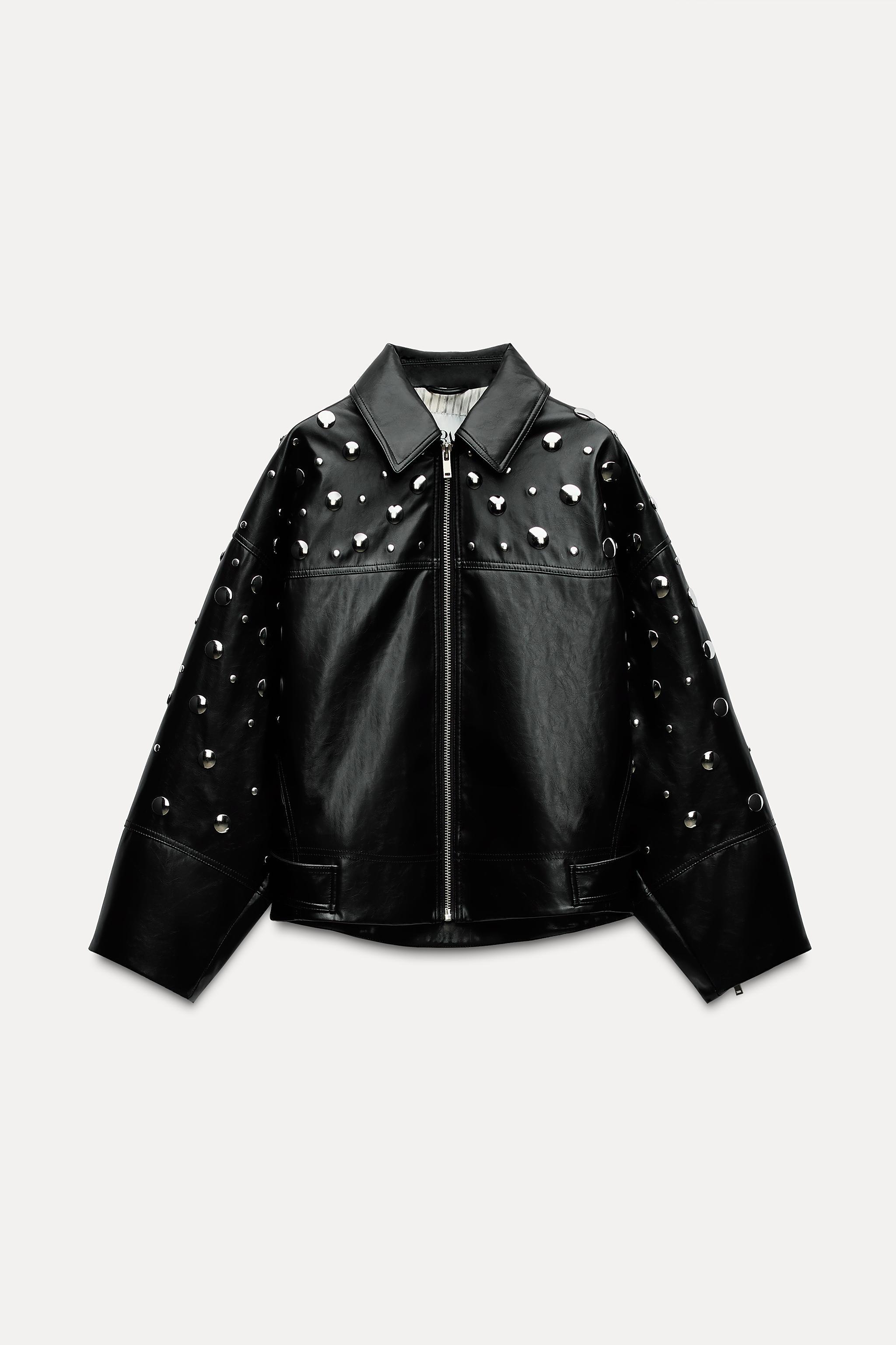 FAUX LEATHER STUDDED JACKET ZW COLLECTION Product Image