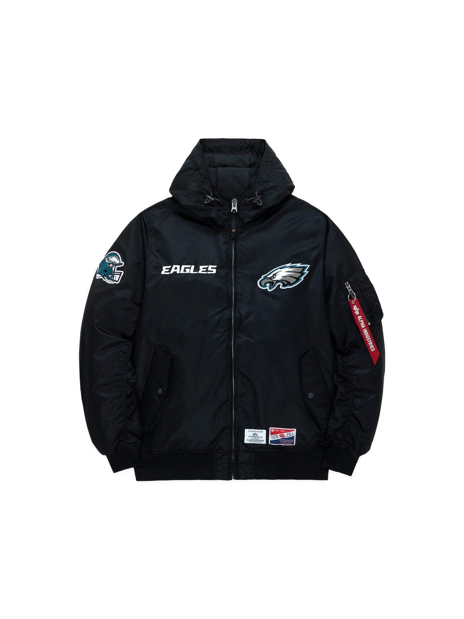 PHILADELPHIA EAGLES X ALPHA X NEW ERA L-2B BOMBER JACKET (BLACK) Product Image