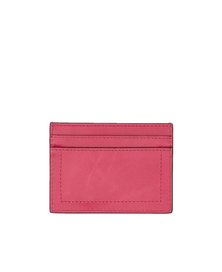 MOSCHINO Card Holder With Gold Plaque In Red Product Image