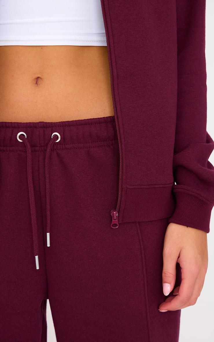 Burgundy Seam Detail Wide Leg Sweatpants Product Image