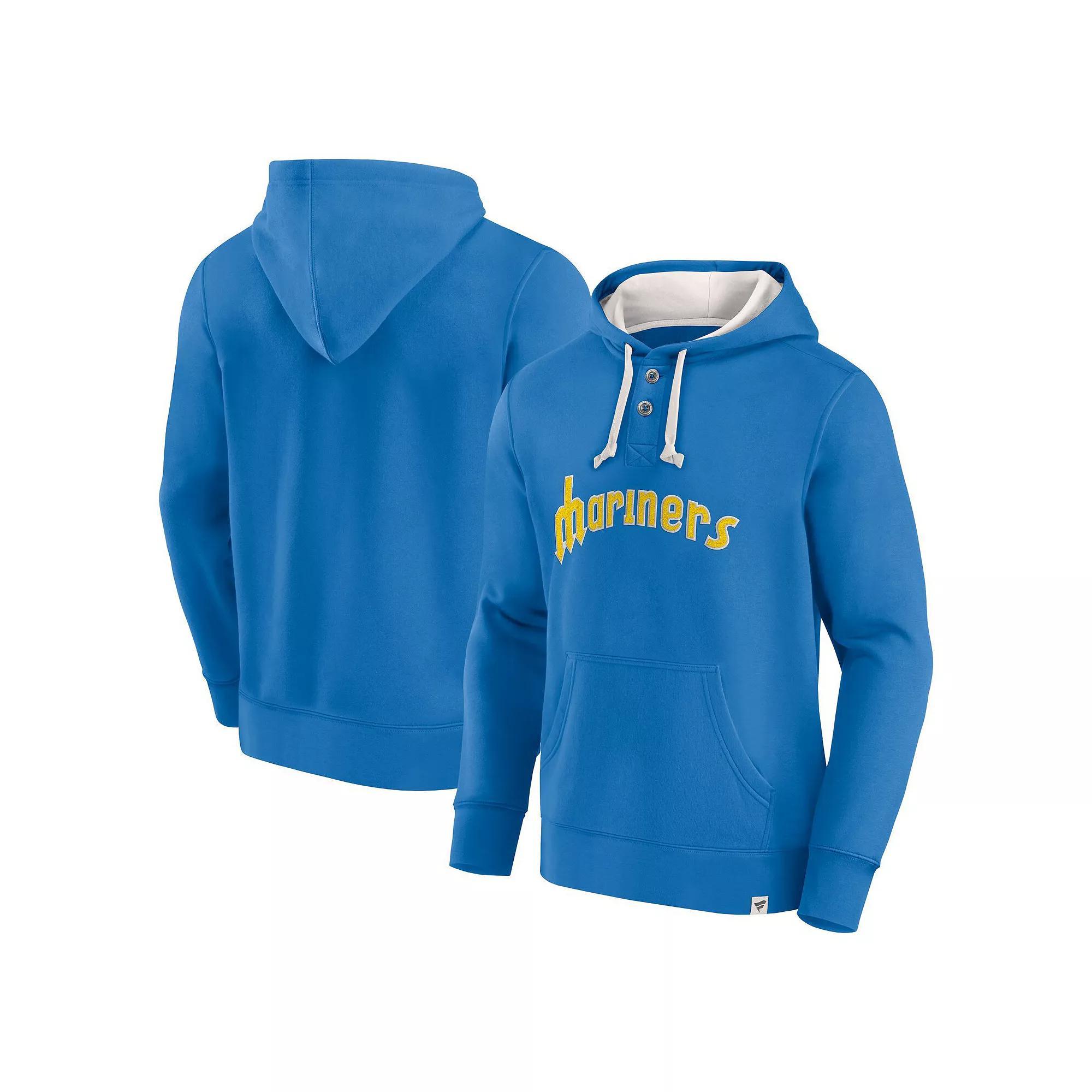Men's Fanatics Branded Royal Seattle Mariners Plan for Adversity Henley Fleece Pullover Hoodie,  Product Image