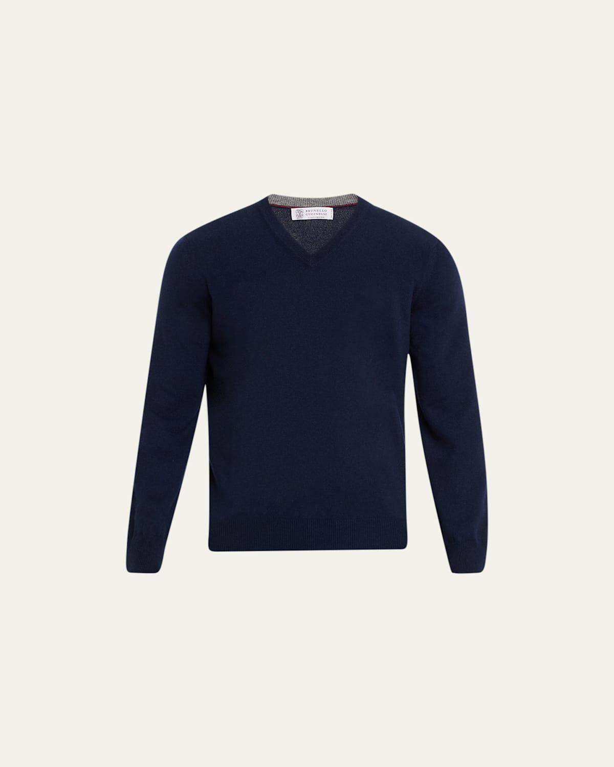 Mens Cashmere V-Neck Sweater Product Image
