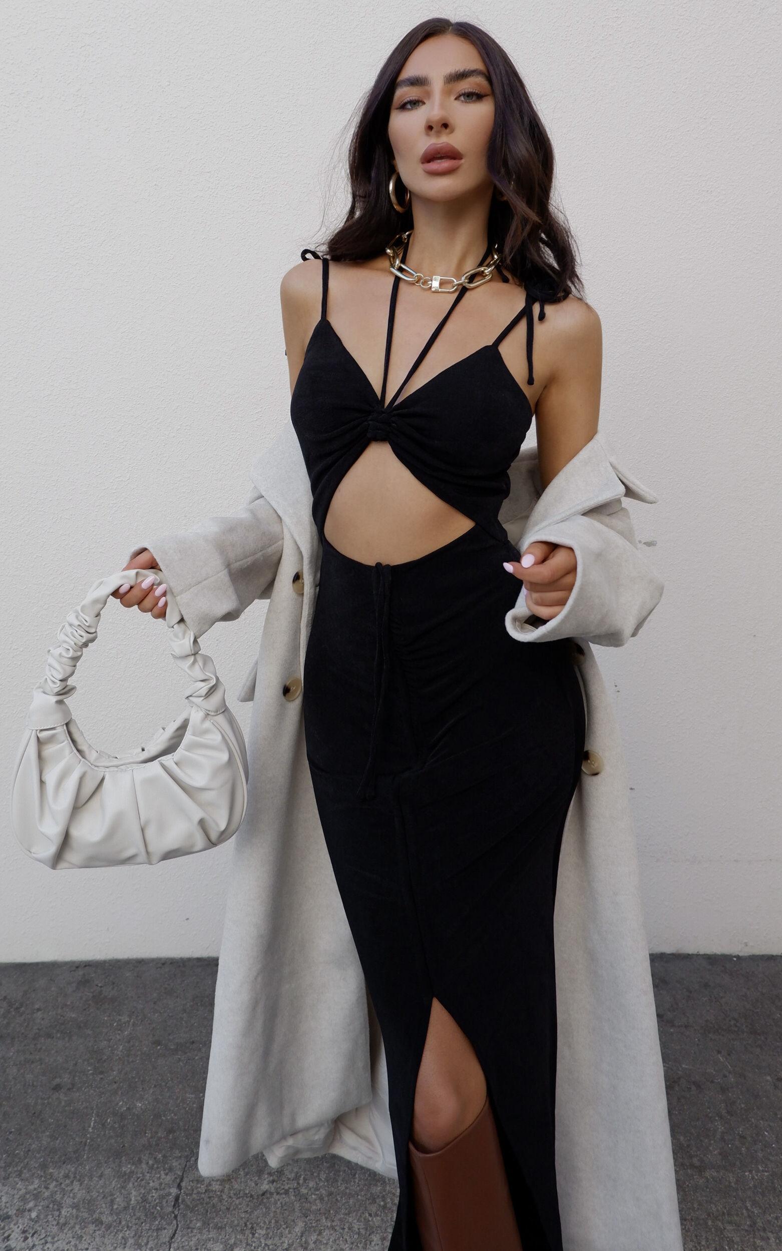 Libee Coat - Double Breasted Longline Coat in Oatmeal Product Image