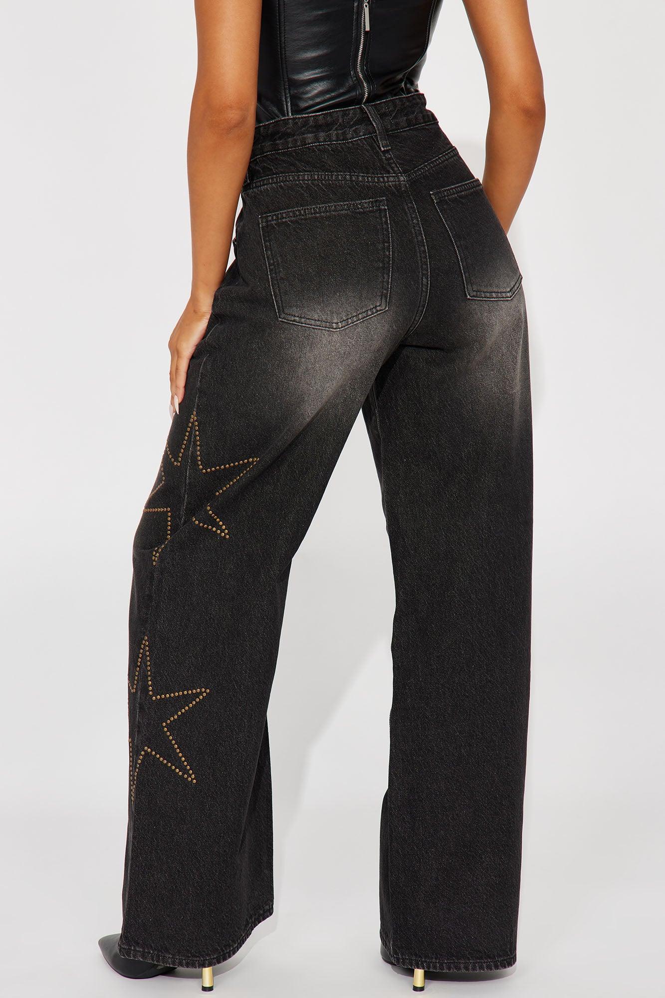 Take Another Look Drawstring Baggy Jeans - Black Wash Product Image