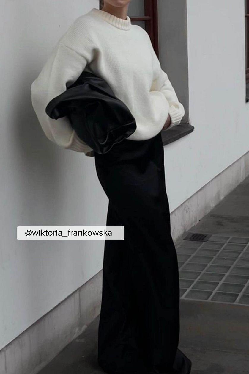 Satin Asymmetric Seam Detail Maxi Skirt Product Image