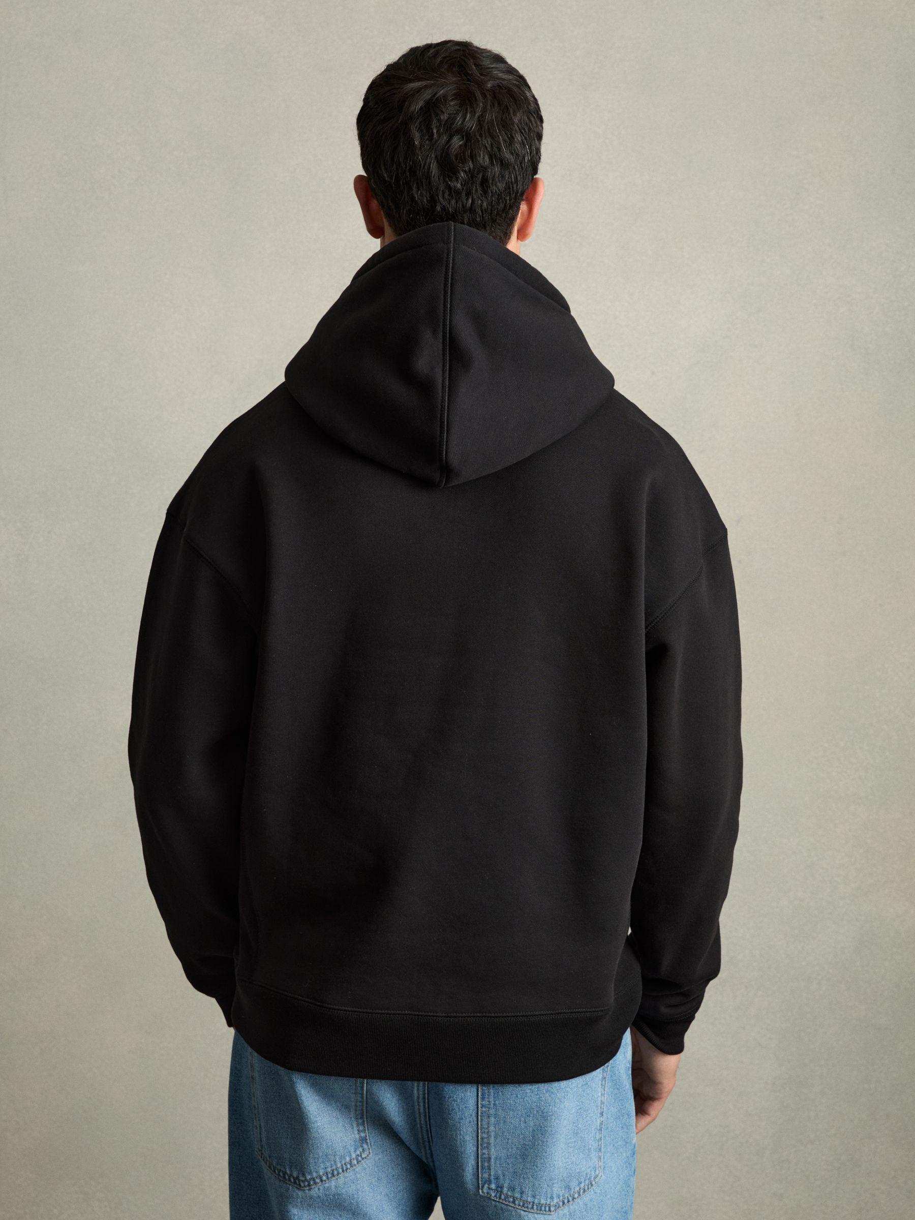 Cotton Fleece-Back Hoodie in Black Product Image