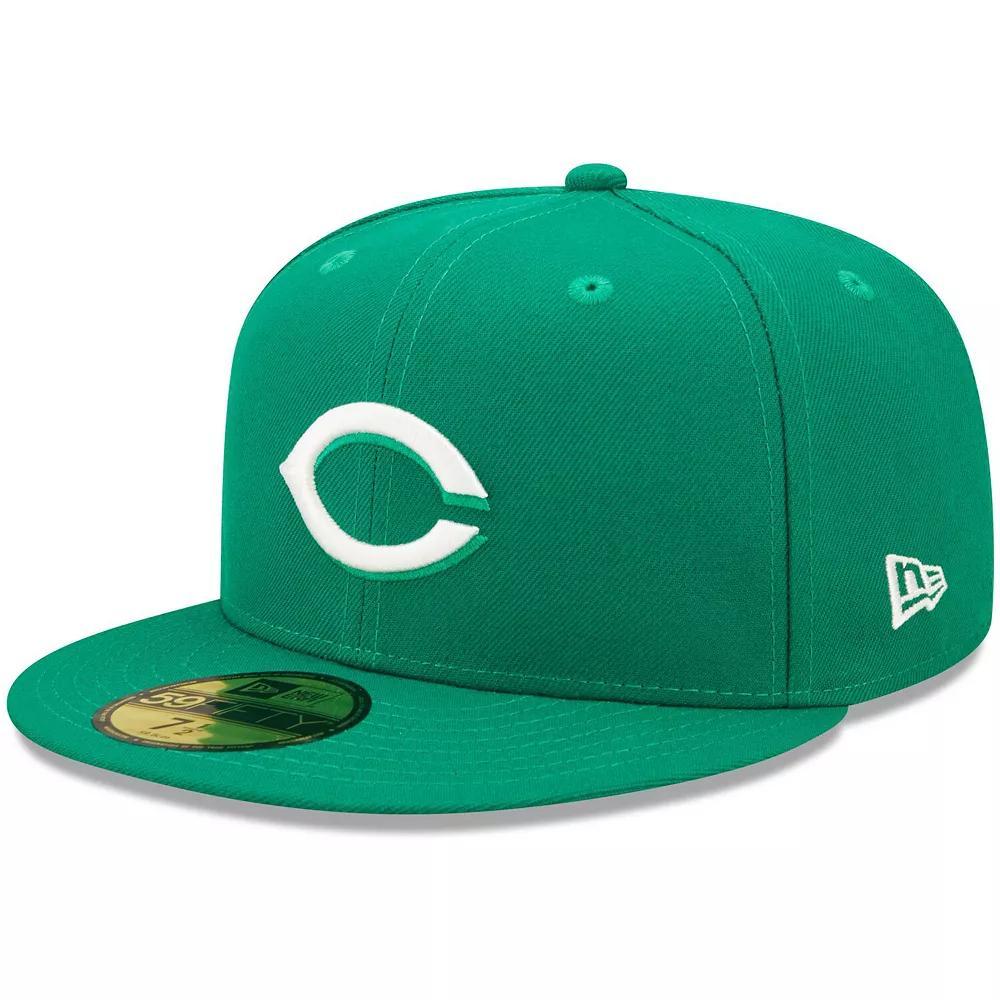 Men's New Era Kelly Green Cincinnati Reds Logo White 59FIFTY Fitted Hat, Size: 7, Red Green Product Image